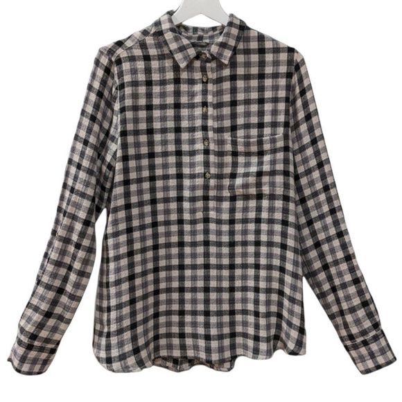 Pistola Women's Cream and Black Plaid Long Sleeve Button Down Shirt size S - Picture 3 of 9